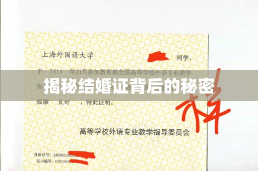 韶关揭秘结婚证背后的秘密